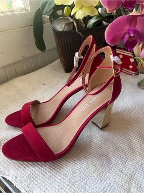 Madden Girl Crimson Red Ankle-Strap Block Heels